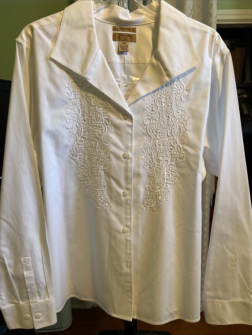 Gold Label Investments White Embroidered Button-Up Blouse - White